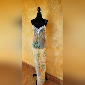 Vintage Romantic Sexy Flirty Floral Sheer Gown. By Fantasies,  Petite